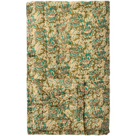 Quilt Clara blomster med turkise blade Quilt Clara blomster med turkise blade