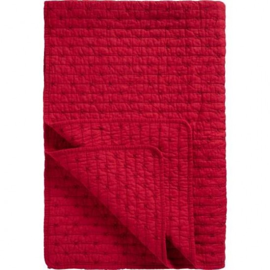 Quilt rød med korssting 130x180cm