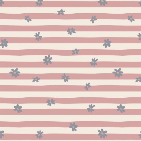 Serviet 16,5x16,5 cm blå blomster og lyserøde striber 20 stk/pk