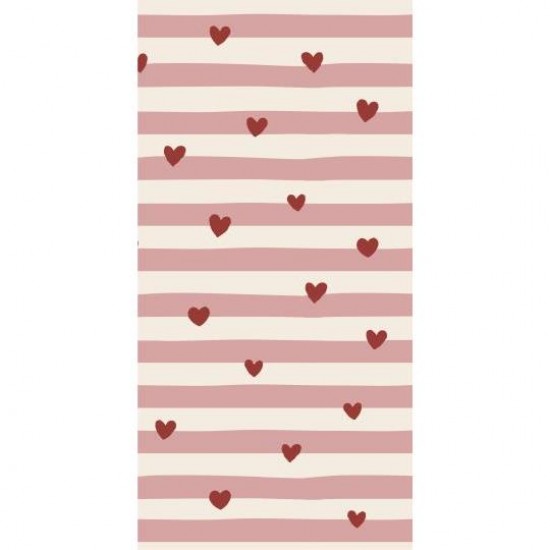 Serviet røde hjerter og lyserøde striber 16 stk pr pakke