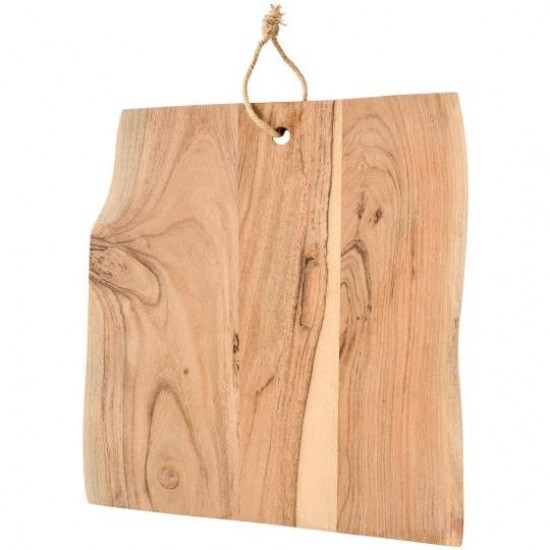 Skærebræt med jutereb firkantet med uens kanter akacietræ UNIKA 40cm