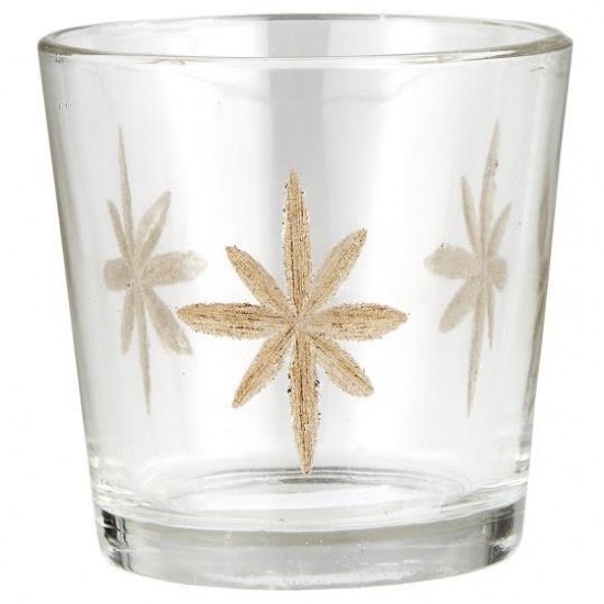 Stage glas til fyrfadslys med indgraverede stjerner