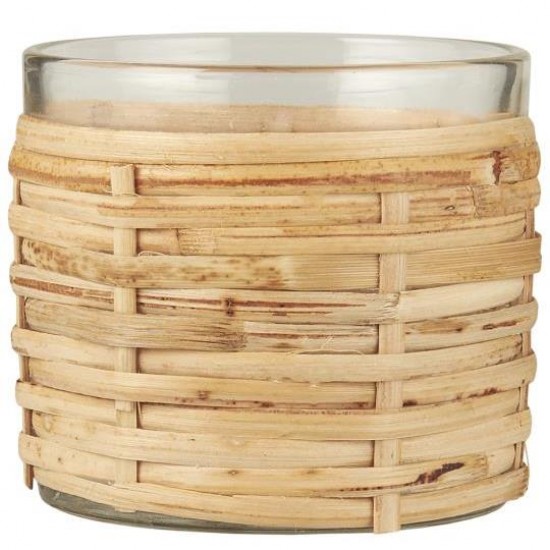 Stage glas til fyrfadslys med rattanflet Stage glas til fyrfadslys med rattanflet