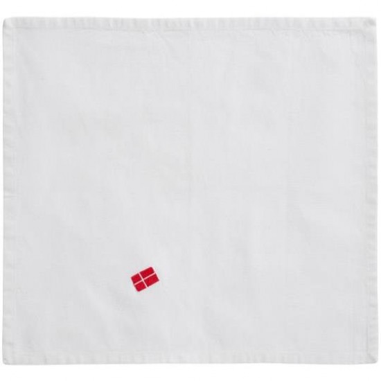 Stofserviet med dansk flag hvid Stofserviet med dansk flag hvid