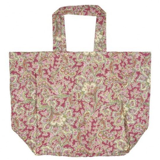 Taske quiltet hindbærfarvet med paisleymønster