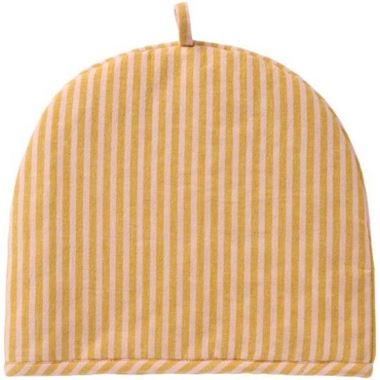 Tehætte Linea med mustard og lyserøde smalle striber