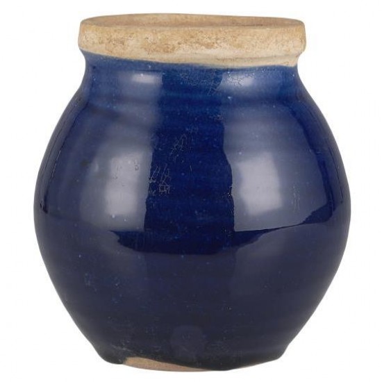 Vase blå med naturfarvet kant Avignon Nautico keramik 13 cm Vase blå med naturfarvet kant Avignon Nautico keramik 13 cm