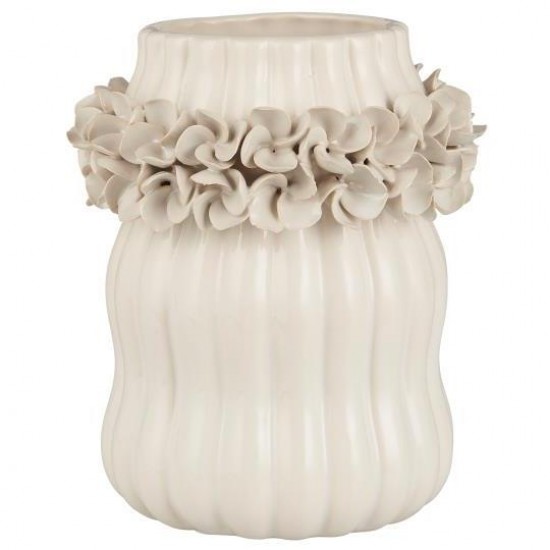 Vase glaseret Hortensia hvid 15cm Vase glaseret Hortensia hvid 15cm