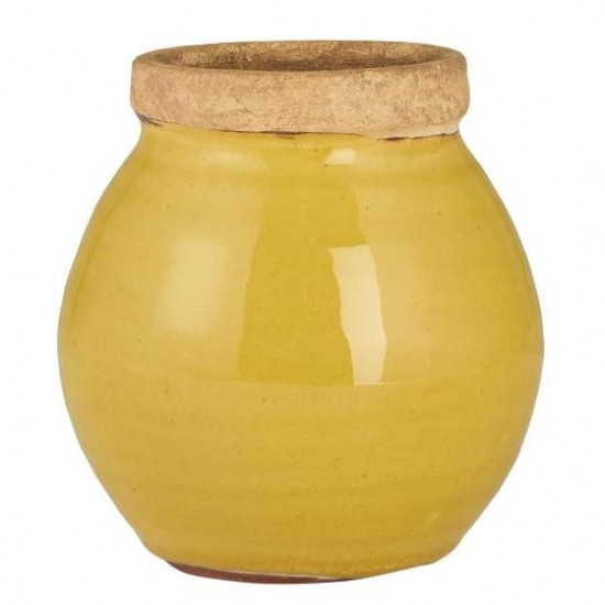 Vase mustard med naturfarvet kant Avignon Vase mustard med naturfarvet kant Avignon