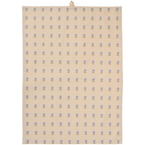 Viskestykke Elisabeth natur med blå blomster