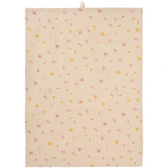 Viskestykke Ofelia natur med rosa og gule blomster og sommerfugle