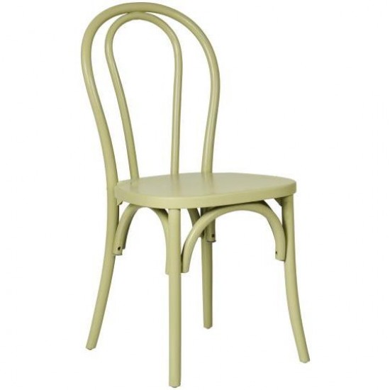 Wienerstol med træsæde støvgrøn, kan stables
