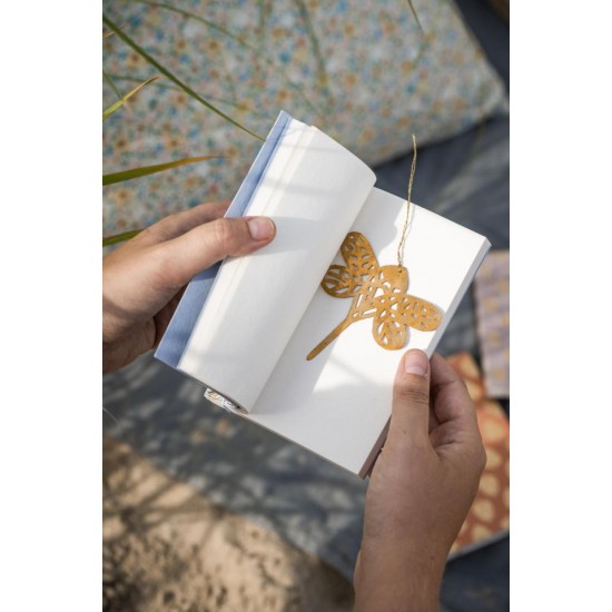 Notesbog Terracotta med guldfarvet bladmønster