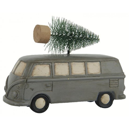 Nostalgisk Bil med juletræ på taget Grå Nostalgisk Bil med juletræ på taget Grå