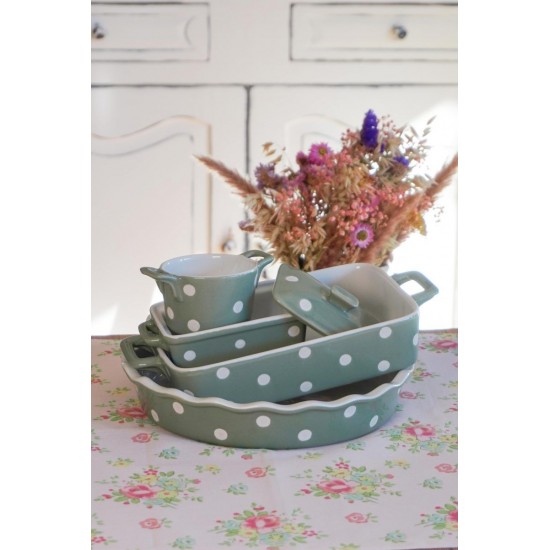 Tærtefad sage grøn med Dots Tærtefad sage grøn med Dots
