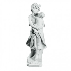Smuk Mor og Barn figur 70 cm - Frostsikker havefigur i marmor Smuk Mor og Barn figur 70 cm - Frostsikker havefigur i marmor