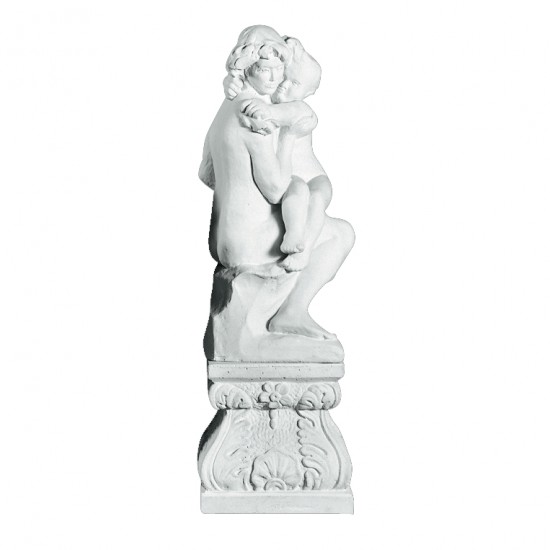 Figur Mor og Barn 60 cm - Frostsikker havefigur i marmor