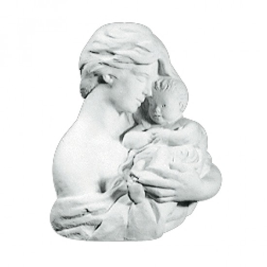 Mor & barn Figur 25 cm - Frostsikker Havefigur i marmor