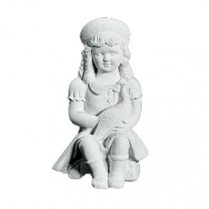 Pige med fugl 32 cm - Frostsikker havefigur i marmor Pige med fugl 32 cm - Frostsikker havefigur i marmor