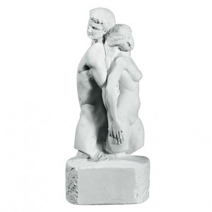 Elskende Ryg mod Ryg 61 cm - Havefigur i frostsikker marmor Elskende Ryg mod Ryg 61 cm - Havefigur i frostsikker marmor