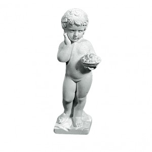 Pige med frugtkurv 42 cm - Frostsikker havefigur i marmor Pige med frugtkurv 42 cm - Frostsikker havefigur i marmor