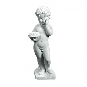 Dreng med kurv 42 cm - Frostsikker havefigur i marmor Dreng med kurv 42 cm - Frostsikker havefigur i marmor