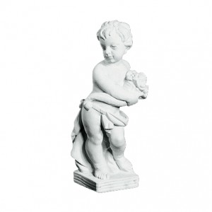 Barn med blomster 50 cm - Frostsikker havefigur i marmor Barn med blomster 50 cm - Frostsikker havefigur i marmor