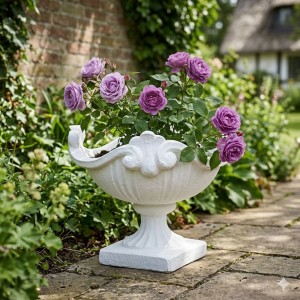 Champagne Blomsterkrukke 35 cm - Frostsikker havekrukke i marmor