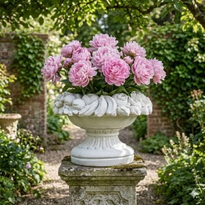 Blomsterkrukke med frugtkant 30 cm - Frostsikker havekrukke i marmor