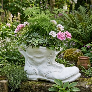 Blomster krukke i marmor formet som en støvle H: 37 cm