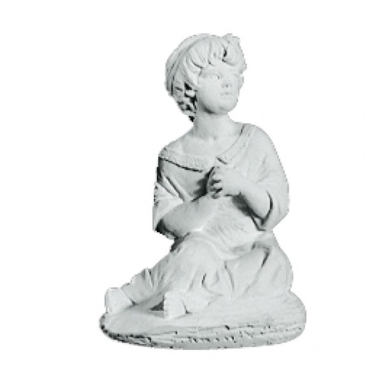 Siddende pige 27 cm - Frostsikker havefigur i marmor