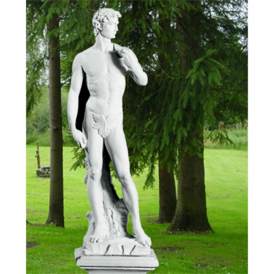 David 88 cm - med blad foran - Marmor havefigur