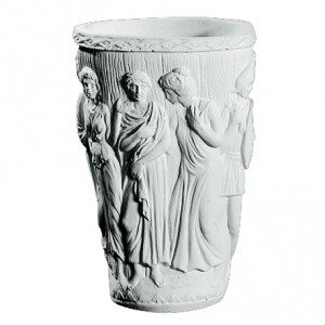 Frostsikker Blomsterkrukke med flotte udskæringer H: 48 cm