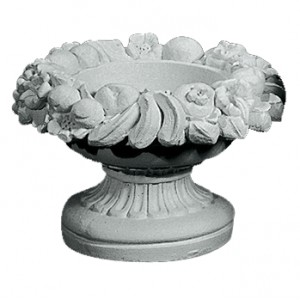 Blomsterkrukke med frugtkant 30 cm - Frostsikker havekrukke i marmor Blomsterkrukke med frugtkant 30 cm - Frostsikker havekrukke i marmor