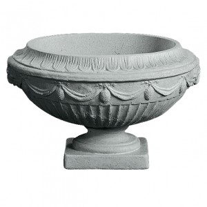 Frostsikker Blomsterkrukke oval opsats med italiensk mønster H: 40 cm