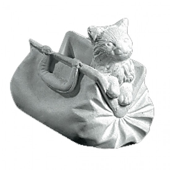 Blomsterkrukke kat i taske 28 cm - støbt i marmor