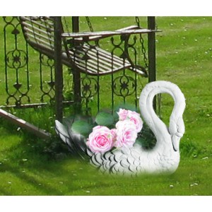 Blomster krukke i marmor formet som en Smuk Stor Svane H: 56 cm Blomster krukke i marmor formet som en Smuk Stor Svane H: 56 cm