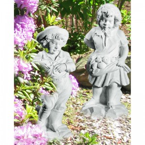 Dreng 70 cm - Frostsikker havefigur i marmor Dreng 70 cm - Frostsikker havefigur i marmor