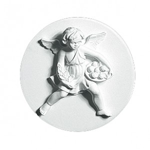 Smukt Relief af engel med frugtkurv Smukt Relief af engel med frugtkurv