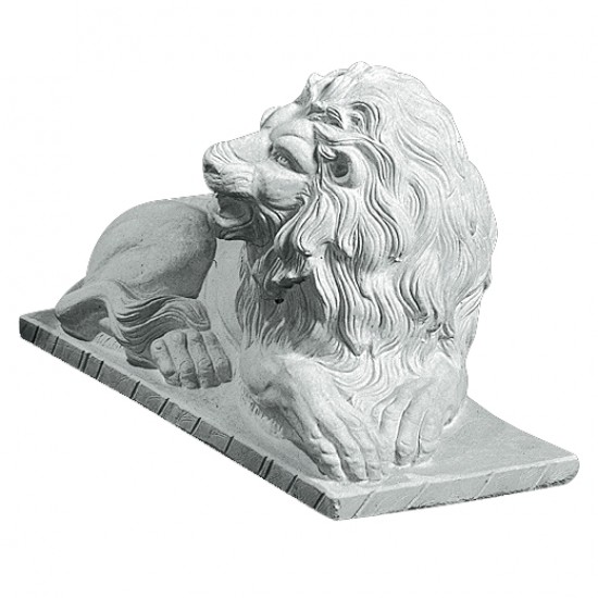 Havefigur i marmor - Liggende Løve 46 cm