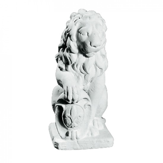 Siddende Løve 40 cm - Havefigur i marmor