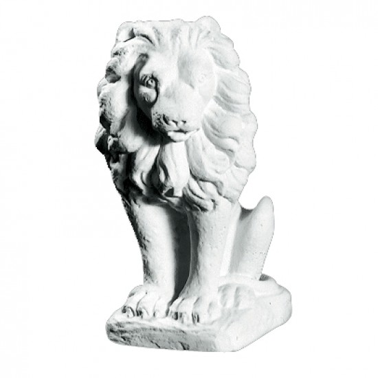 Siddende Løve 44 cm Venstre - Frostsikker havefigur i marmor