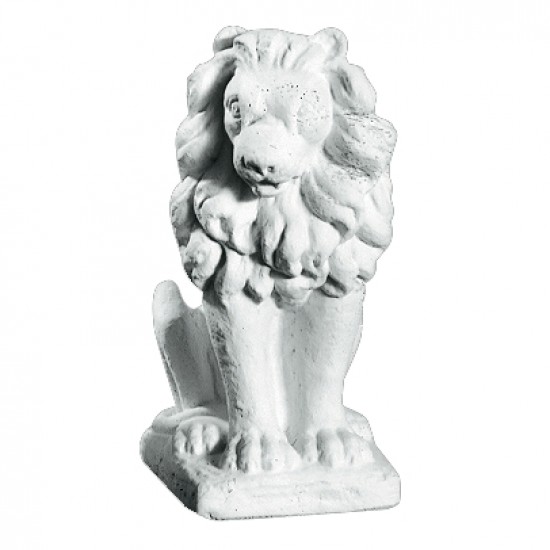 Siddende Løve 44 cm Højre - Frostsikker havefigur i marmor
