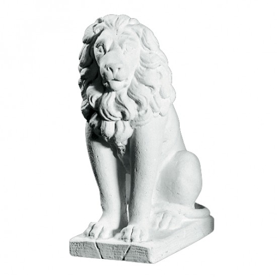 Siddende Løve 55 cm Venstre- Frostsikker havefigur i marmor