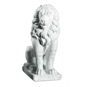 Siddende Løve 55 cm Højre - Frostsikker havefigur i marmor
