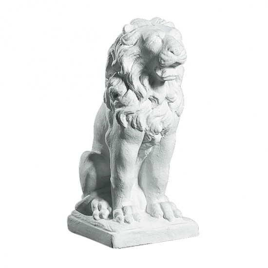 Siddende Løve 53 cm - Frostsikker havefigur i marmor