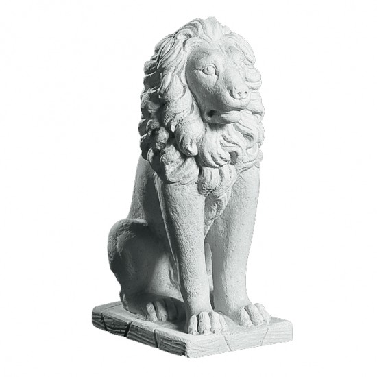 Siddende Løve 55 cm - Frostsikker havefigur i marmor