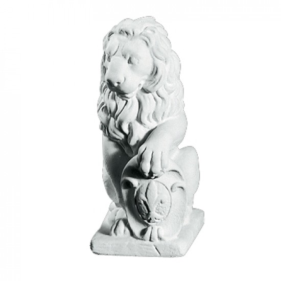 Siddende Løve 40 cm - havefigur i marmor
