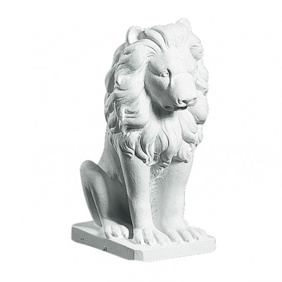 Siddende Løve 43 cm - Frostsikker havefigur i marmor