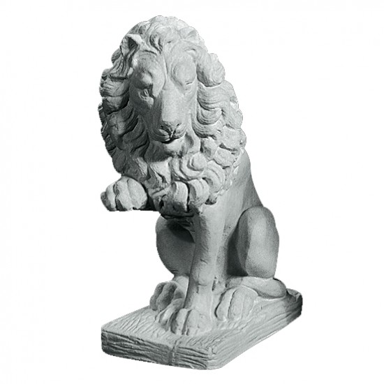 Siddende Løve 67 cm Venstre - Frostsikker havefigur i marmor
